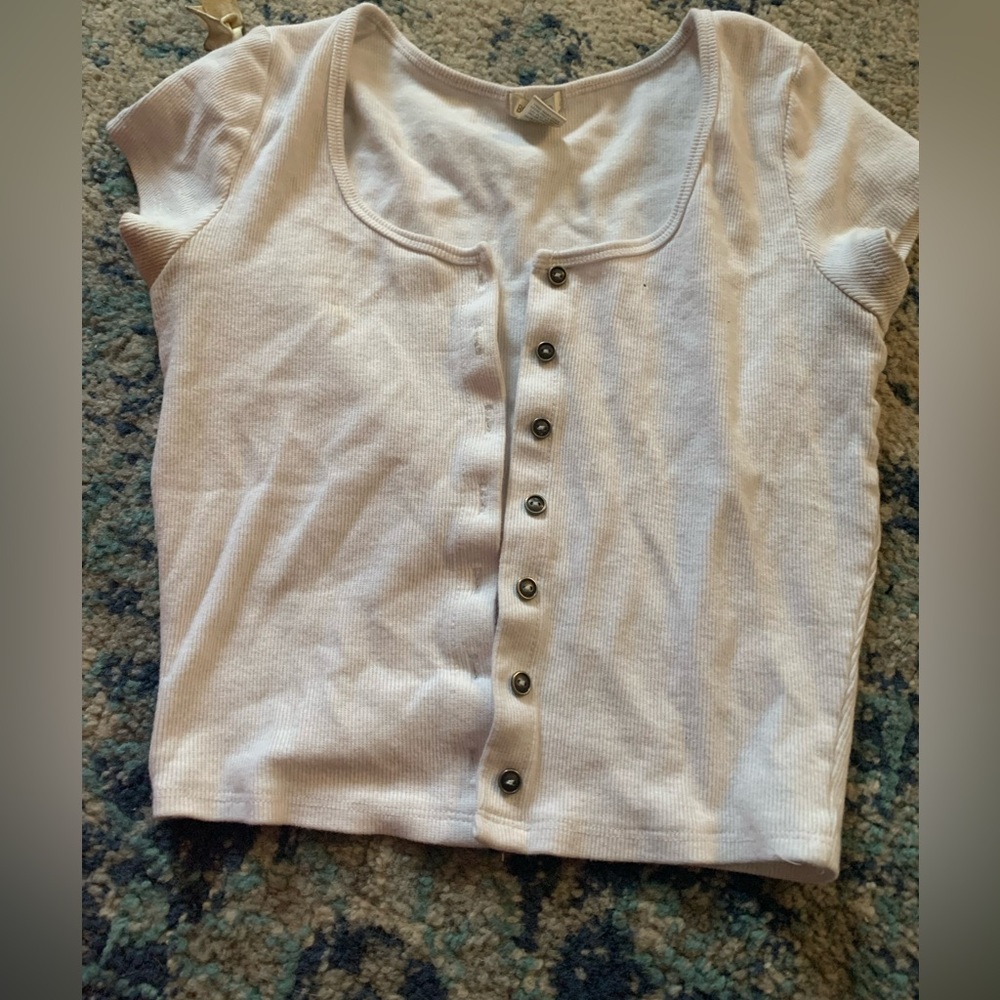 Short sleeve summer button up top